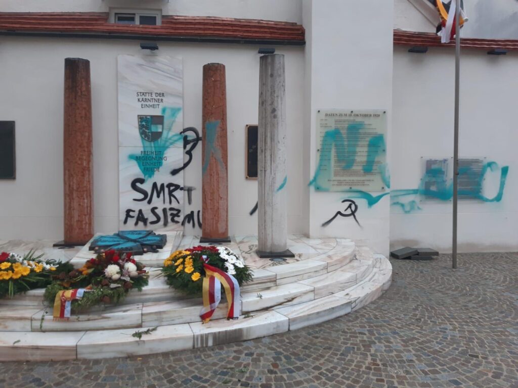 100 Jahre Kärntner Volksabstimmung: Antifa beschmiert das Denkmal der „Kärntner Einheit“