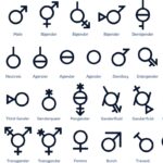 Collection of gender icons or signs for sexual freedom and equality in modern society