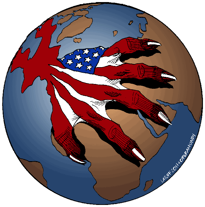 Weltherrschaft USA Imperialismus imperialism Griff nach der Welt Geostrategie Neue Weltordnung Carlos Latuff Kritisches Netzwerk