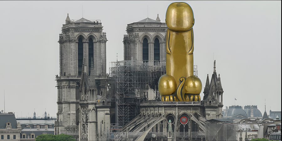 Macrons 70-jährige Ehefrau: "Phallus und goldene Bälle" für Notre-Dame-Wiederaufbau (VIDEO, FOTOS)
