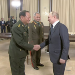 Putin Zhang Youxia und Sergey Schoigu